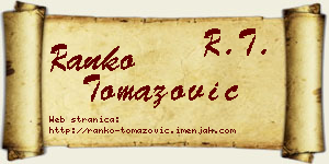 Ranko Tomazović vizit kartica
